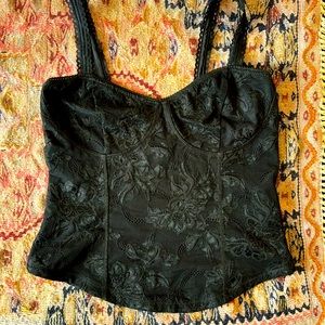 NWOT Intimately Free People Black Bustier Top Medium Corset Lace Stretchy